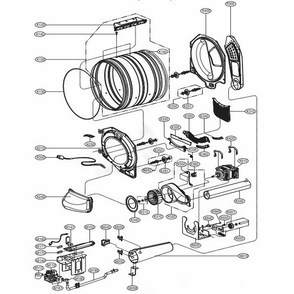 Drum And Motor Assembly Diagram and Parts List for GDL1329QGS3 ASSEELC LG Dryer