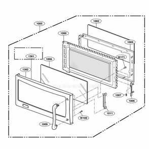 Door Parts Diagram and Parts List for 80803 AS1ESEA LG Wall Oven
