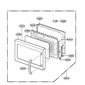 Door Parts Diagram and Parts List for JE1590SC ASBEGEU LG Range