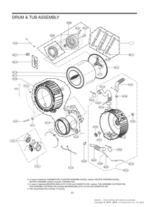 Drum And Tub Assembly Diagram and Parts List for WM3470CW ABWEVUS LG Washer