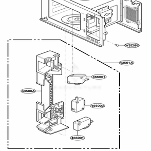 Latch Board Parts Diagram and Parts List for KCMS185JBT CB6EKAD LG Wall Oven