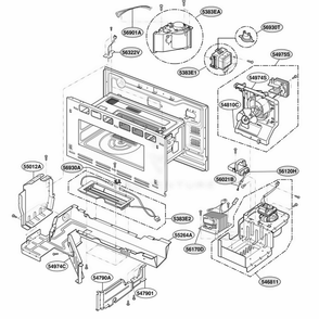 Interior Parts 1 Diagram and Parts List for SCB2001CSS ASTLGEU LG Microwave Oven Combo