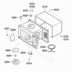 Oven Cavity Parts Diagram and Parts List for JES1855PWH AT6EGEU LG Wall Oven