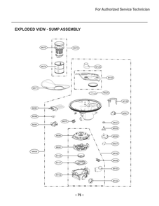 Sump Assembly Diagram and Parts List for D1438DB ABDEEUS LG Dishwasher