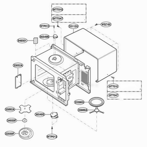 Oven Cavity Parts Diagram and Parts List for JES1855PWH CW1EGEU LG Wall Oven