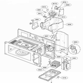 Interior Parts 1 Diagram and Parts List for JVM1490BH ABKEGEU LG Range