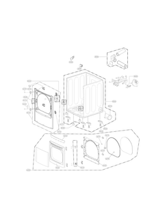 Cabinet And Door Parts Diagram and Parts List for DLE1501W  LG Dryer