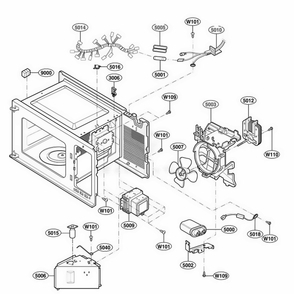 Interior Parts 1 Diagram and Parts List for 62229301 CB1ESEA LG Range