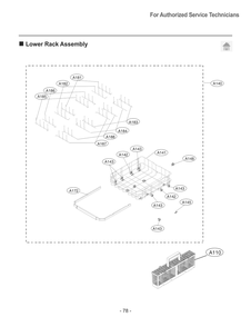 Lower Rack Assembly Diagram and Parts List for SKSDW2411S ASTESNA LG Dishwasher