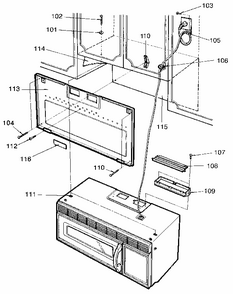 Installation Diagram and Parts List for 7218915580  Kenmore Microwave