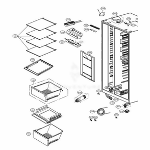 Refrigerator Compartment Diagram and Parts List for 51839 AWBCSE0 LG Refrigerator