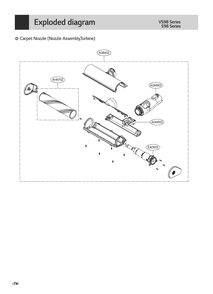 Carpet Nozzle (Nozzle Assembly Turbine) Diagram and Parts List for A925KSM BFSELGA LG Upright Vacuum