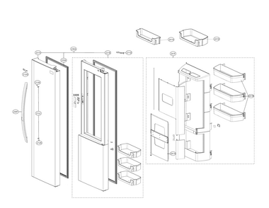 Refrigerator Door Parts Diagram and Parts List for 79551833410  Kenmore Refrigerator