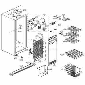 Freezer Compartment Diagram and Parts List for 51373 AST2SER LG Refrigerator