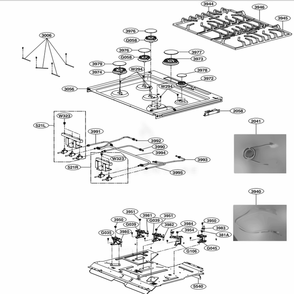 Cooktop Parts Diagram and Parts List for LSG4511BD ABDELGA LG Range