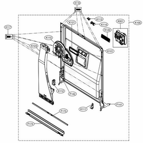Door Liner Assembly Diagram and Parts List for LDP6797BM ABMEEUS LG Dishwasher