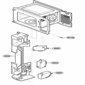 Latch Board Parts Diagram and Parts List for 65222 CWHESEA LG Range