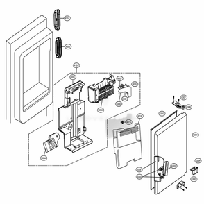 Ice Maker And Ice Bin Parts Diagram and Parts List for 74043 ASTCSE0 LG Refrigerator