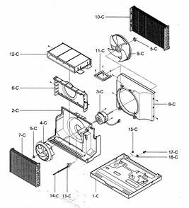 Air Handling/cycle Parts Diagram and Parts List for 58075081500  Kenmore Air Conditioner