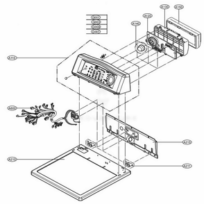 Control Panel And Plate Assembly Diagram and Parts List for 98852 ABWESEU LG Dryer