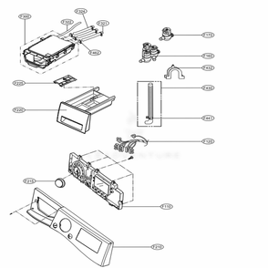 Control Panel And Dispenser Assembly Diagram and Parts List for WM1377HW ABWEEUS LG Washer Dryer Combo
