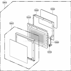 Door Parts Diagram and Parts List for MS2042DB CBKQLAL LG Wall Oven