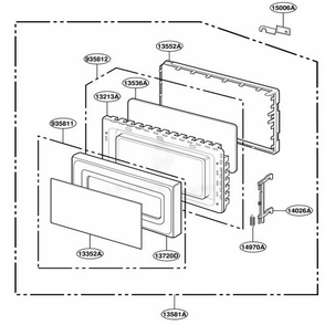 Door Parts Diagram and Parts List for JE1340GB SGEGEU LG Range