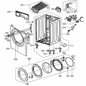 Cabinet And Door Assembly: Gas Type Diagram and Parts List for 91382 ABWESEU LG Dryer