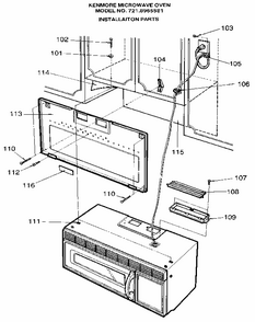 Installation Diagram and Parts List for 7218965581  Kenmore Microwave