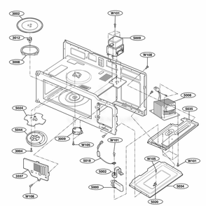 Interior Parts 1 Diagram and Parts List for MH6150XMS AS3EWRP LG Range