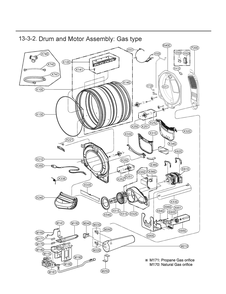 Drum And Motor Assembly Diagram and Parts List for DLGX6501W ABWEEUS LG Dryer