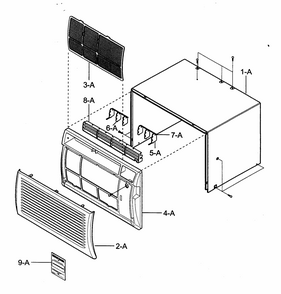 Cabinet/front Grille Assy Diagram and Parts List for 58074132400  Kenmore Air Conditioner
