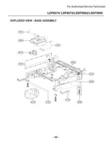 Base Assembly Diagram and Parts List for D1438DB ABDEEUS LG Dishwasher