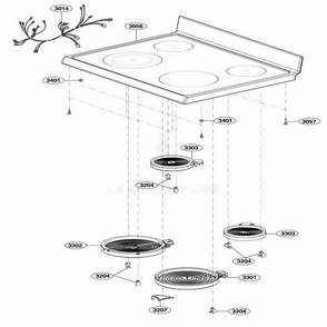 Cooktop Parts Diagram and Parts List for LRE3021ST ASTLLGA LG Wall Oven