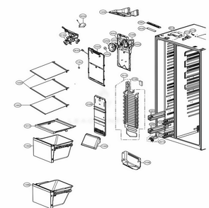 Freezer Compartment Diagram and Parts List for LSXS26366D ASBCNA7 LG Refrigerator