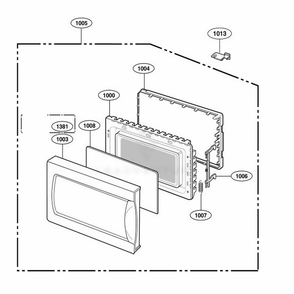 Door Parts Diagram and Parts List for 64282 AWHESEA LG Wall Oven