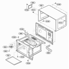 Oven Cavity Parts Diagram and Parts List for DFS11EA ASTQMTR LG Range
