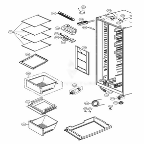 Refrigerator Compartment Diagram and Parts List for LSXC22396S ASTCNA2 LG Refrigerator