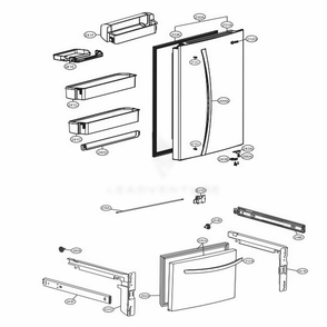 Door Parts Diagram and Parts List for LDCS22220W ASWCNA1 LG Refrigerator