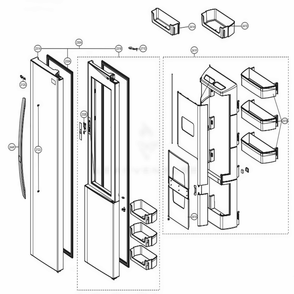 Refrigerator Door Diagram and Parts List for 51839 AWBCSE3 LG Refrigerator
