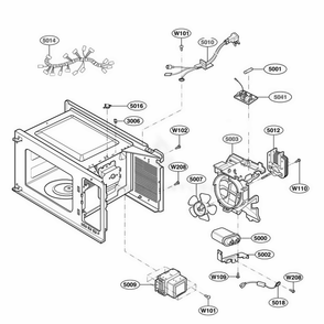 Interior Parts 2 Diagram and Parts List for 62342203 CW1ESEA LG Range