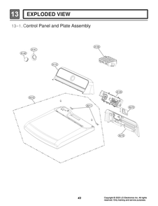 Control Panel And Plate Assembly Diagram and Parts List for DLE6100W ABWEUUS LG Dryer