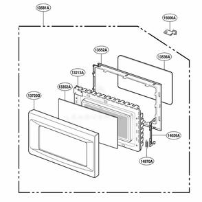 Door Parts Diagram and Parts List for KCMS1555RBL CB1EKAD LG Range