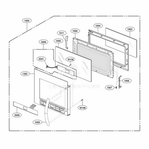 Door Parts Diagram and Parts List for LMVM2085SW CWHELGA LG Microwave