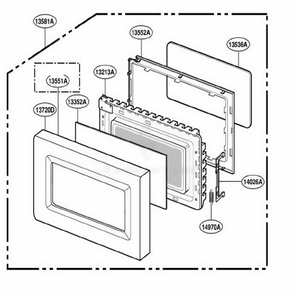 Door Parts Diagram and Parts List for 89144 ASBESEC LG Range