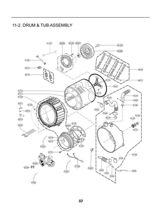 Drum And Tub Assembly Diagram and Parts List for TCWM2013QD3 ASSEELC LG Washer