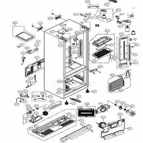 Case Parts Diagram and Parts List for LFX25974ST ASTCNA6 LG Refrigerator