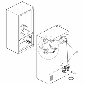 Valve And Water Tube Parts Diagram and Parts List for 74309 AWBCSE0 LG Refrigerator