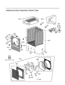 Cabinet And Door Assembly Diagram and Parts List for DLE8400BE AEBEEUS LG Dryer