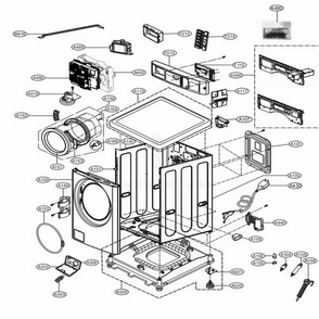 Cabinet And Control Panel Assembly Diagram and Parts List for GCWF1069CD3 ASSEELC LG Washer